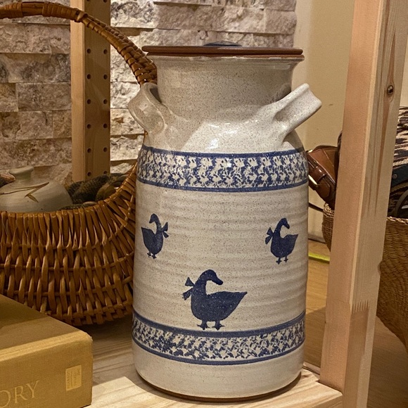 Mother Goose Stoneware Crock | Handmade Montana | Lidded Vessel | Brass Spigot - Picture 2 of 4